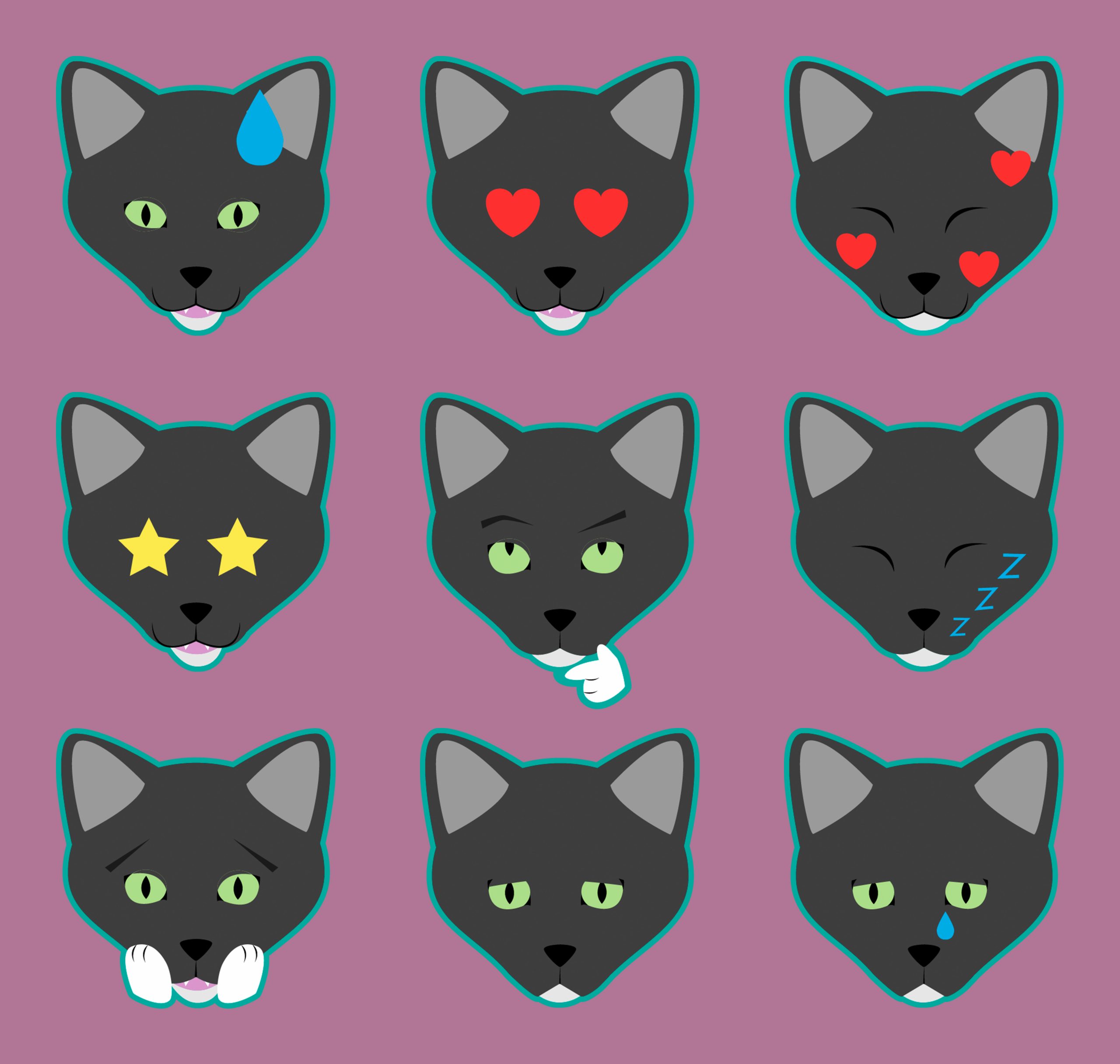 Henry the Black Cat Stickers